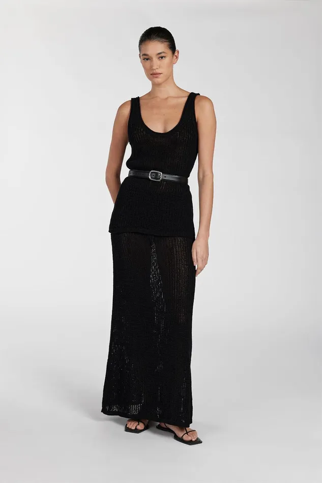 Women Tanks DISSH MARGOT BLACK SCOOP CROCHET TANK