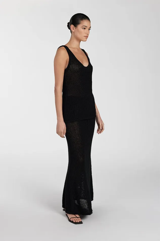 Women Tanks DISSH MARGOT BLACK SCOOP CROCHET TANK