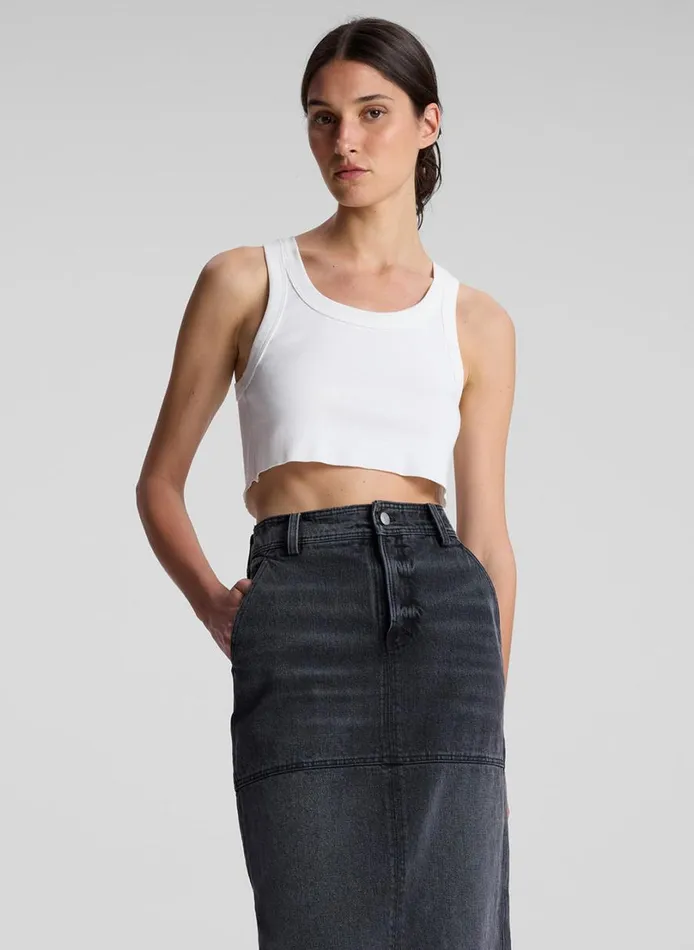 Women Tees and Tanks ALC Halsey Cropped Cotton Rib Tank White