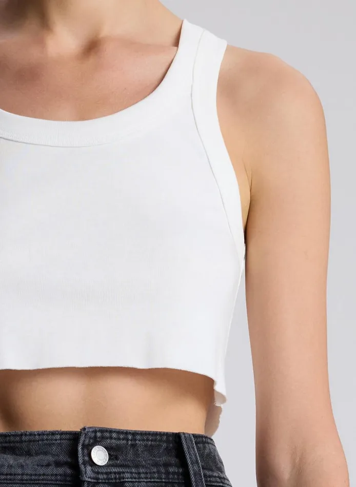 Women Tees and Tanks ALC Halsey Cropped Cotton Rib Tank White
