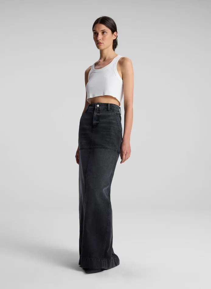 Women Tees and Tanks ALC Halsey Cropped Cotton Rib Tank White