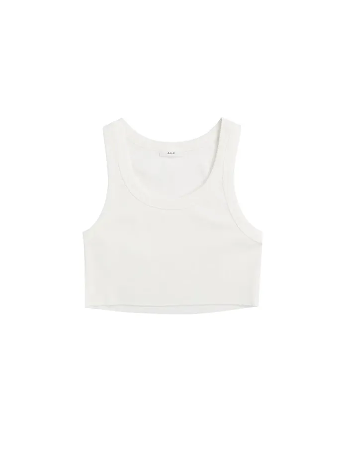 Women Tees and Tanks ALC Halsey Cropped Cotton Rib Tank White