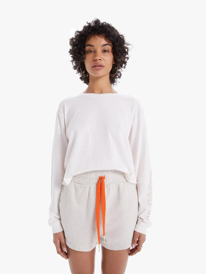 Women Tees Mother Denim The LS Twister Crop Lightpastel Pink