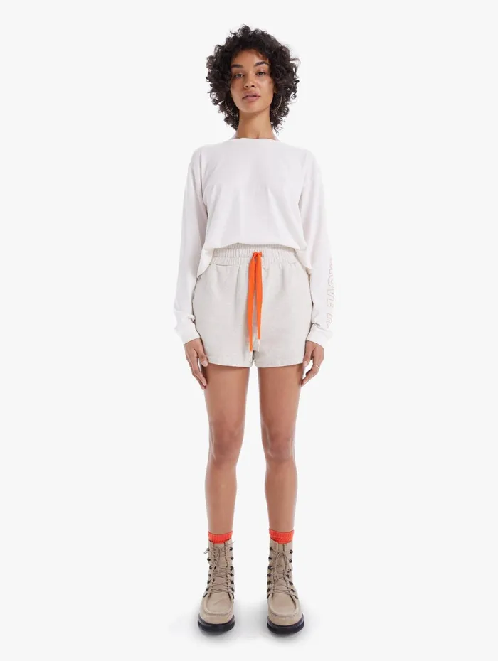 Women Tees Mother Denim The LS Twister Crop Lightpastel Pink