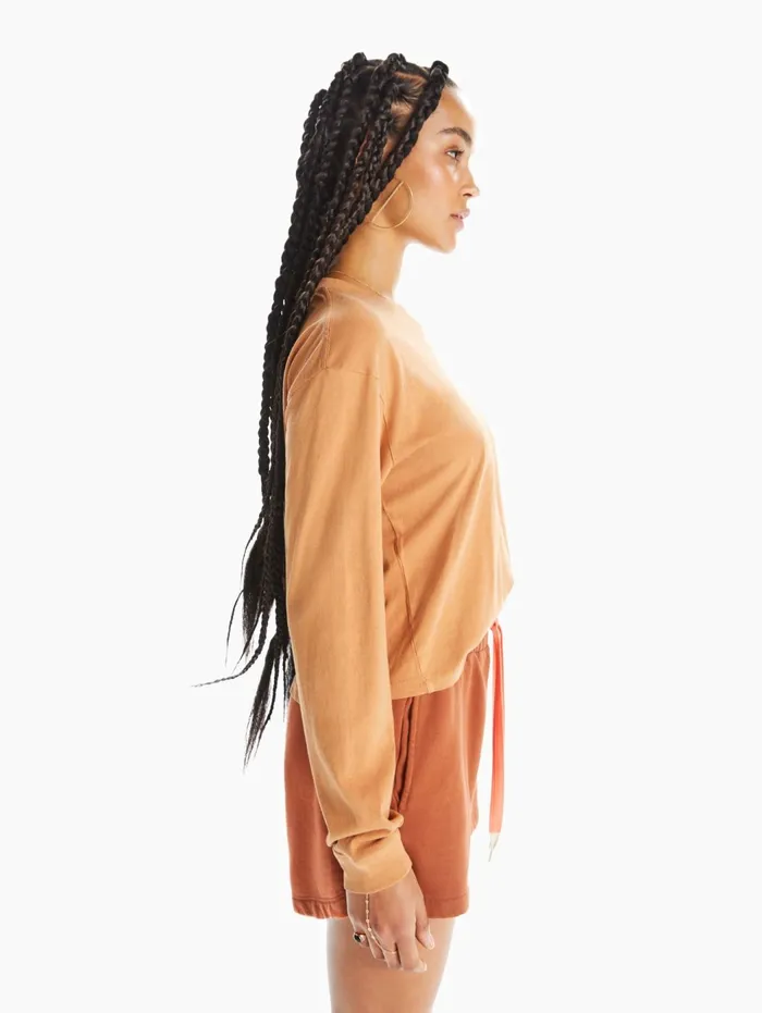 Women Tees Mother Denim The LS Twister Crop Orange