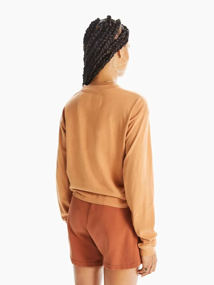 Women Tees Mother Denim The LS Twister Crop Orange