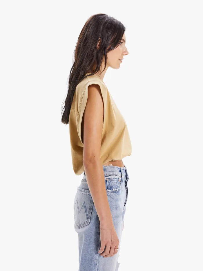 Women Tees Mother Denim The Swiper Crop Dark Yellow