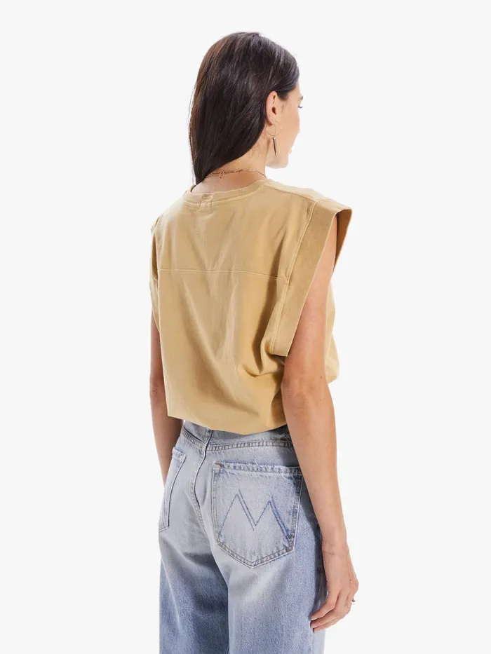 Women Tees Mother Denim The Swiper Crop Dark Yellow