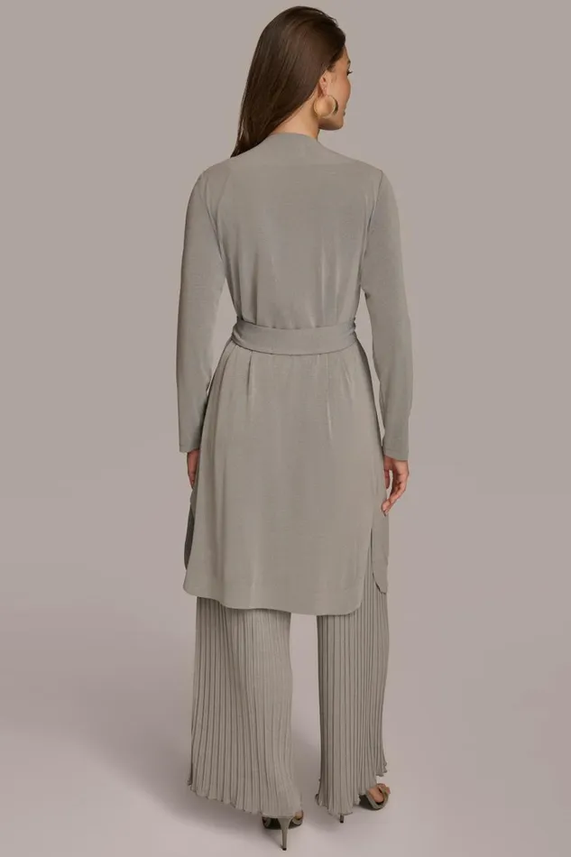 Women TIE WAIST CARDIGAN Heather Iron Donna Karan New York Sweaters And Tops
