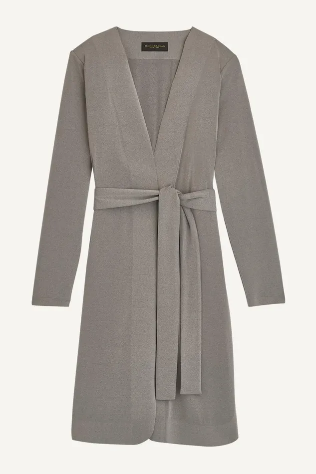 Women TIE WAIST CARDIGAN Heather Iron Donna Karan New York Sweaters And Tops
