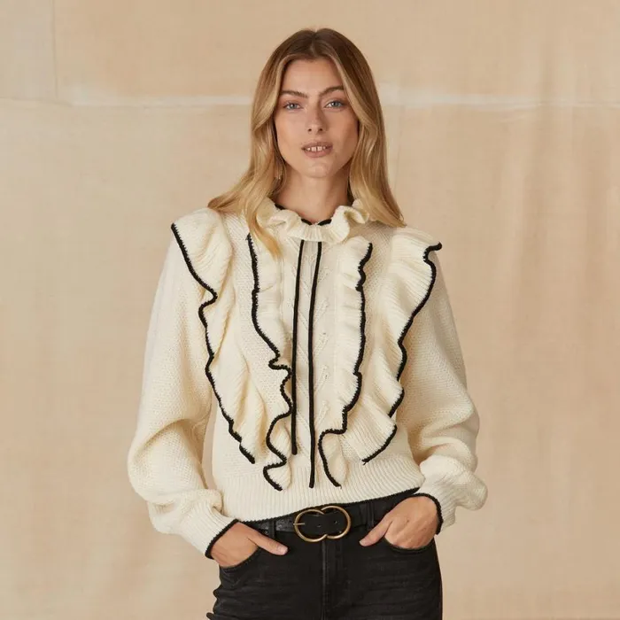 Women Tipper Ruffle Sweater Cream Sundance Catalog Sweaters Women Tipper Ruffle Sweater Cream Sundance Catalog Sweaters