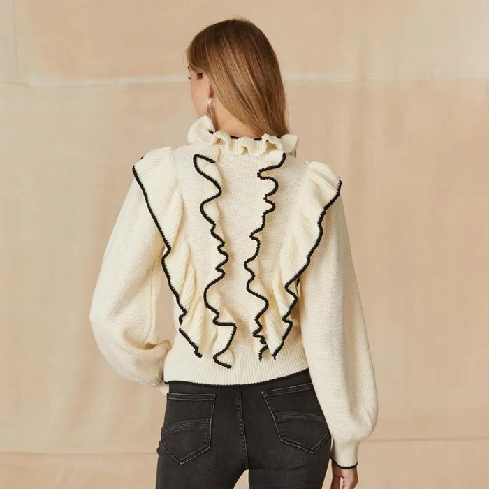 Women Tipper Ruffle Sweater Cream Sundance Catalog Sweaters Women Tipper Ruffle Sweater Cream Sundance Catalog Sweaters