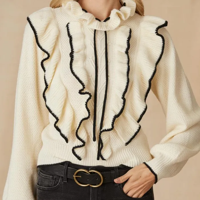 Women Tipper Ruffle Sweater Cream Sundance Catalog Sweaters Women Tipper Ruffle Sweater Cream Sundance Catalog Sweaters
