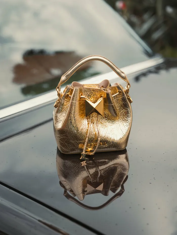 Women Top Handle Bags Mac Duggal Crinkle Metallic Gold Leather Mini Bucket Bag with Detachable Strap 8211 Gold Women Top Handle Bags Mac Duggal Crinkle Metallic Gold Leather Mini Bucket Bag with Detachable Strap 8211 Gold