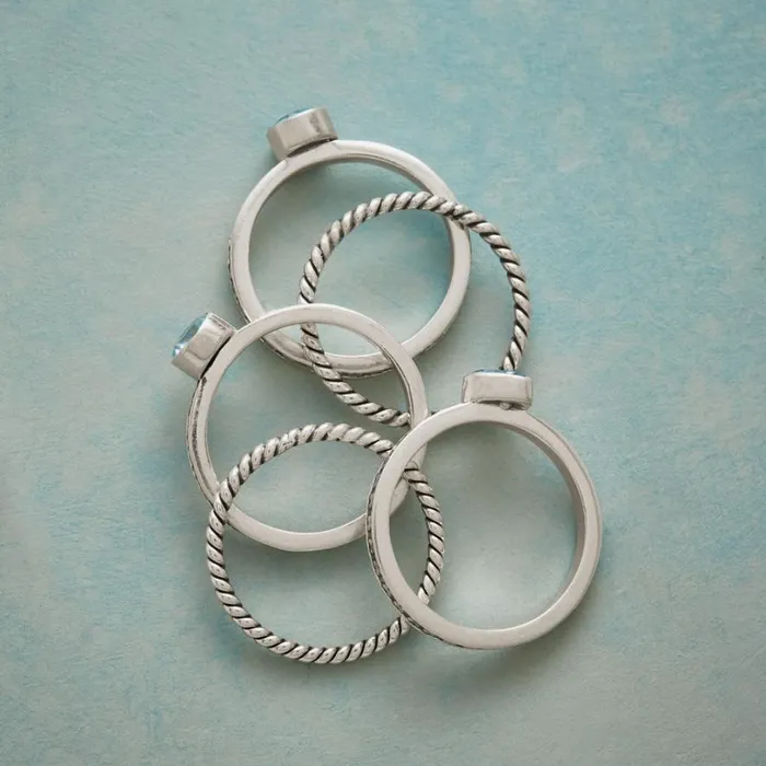 Women Topaz Twist Rings Set Of 5 Sundance Catalog Rings