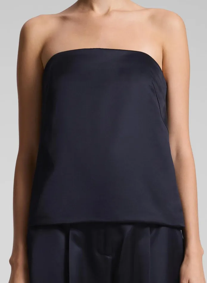 Women Tops ALC Ani Strapless Satin Top Deep Navy
