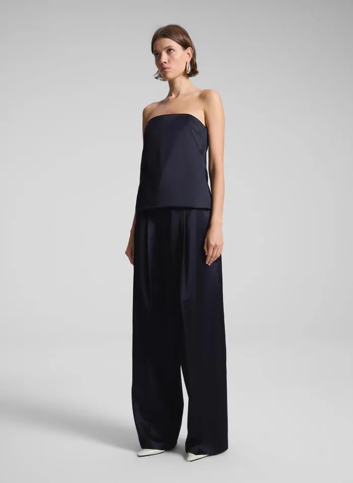 Women Tops ALC Ani Strapless Satin Top Deep Navy