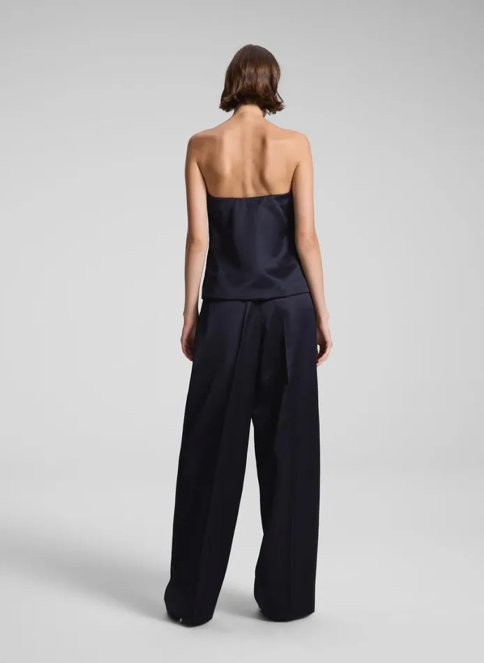 Women Tops ALC Ani Strapless Satin Top Deep Navy
