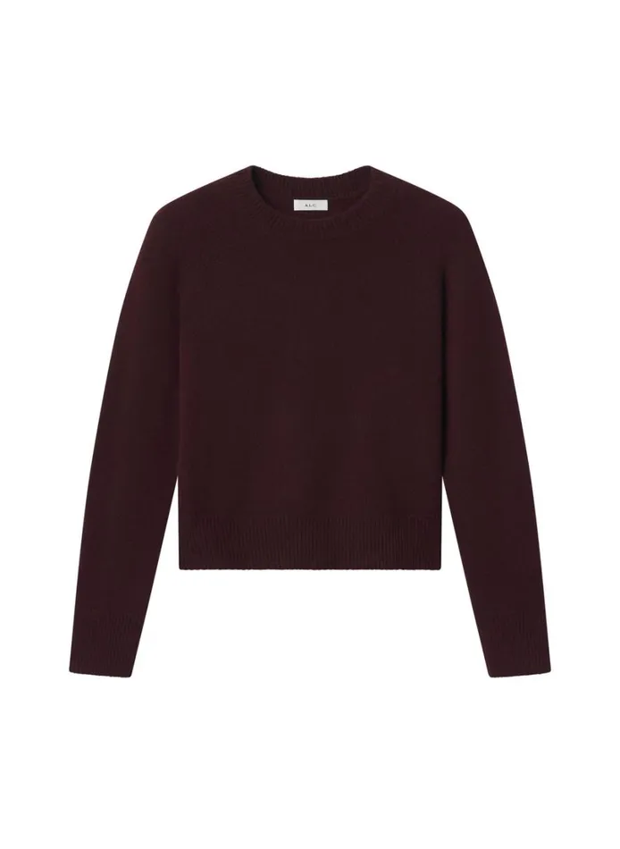 Women Tops ALC Ashtyn Cashmere Crew Neck Sweater Burgundy