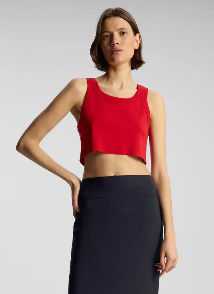 Women Tops ALC Halsey Cropped Cotton Rib Tank Rouge
