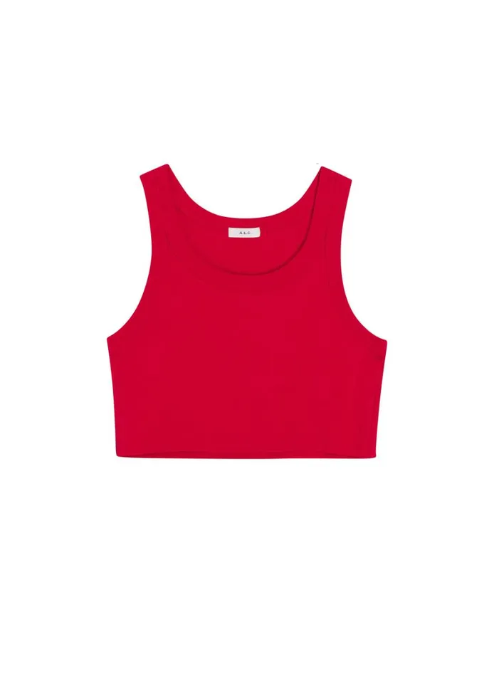 Women Tops ALC Halsey Cropped Cotton Rib Tank Rouge