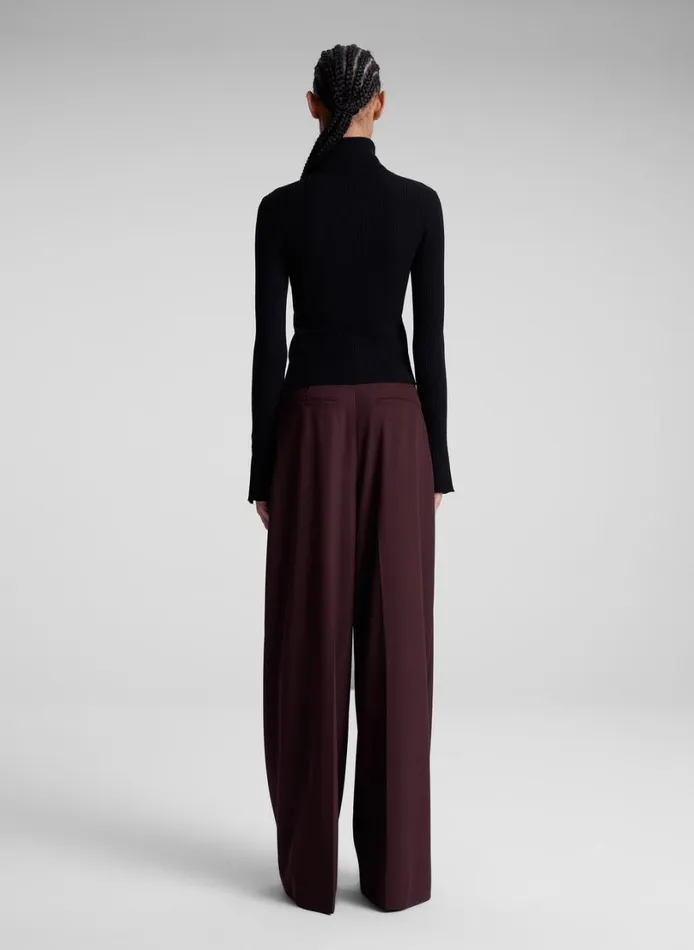 Women Tops ALC Jett Cable Knit Merino Turtleneck Top Black