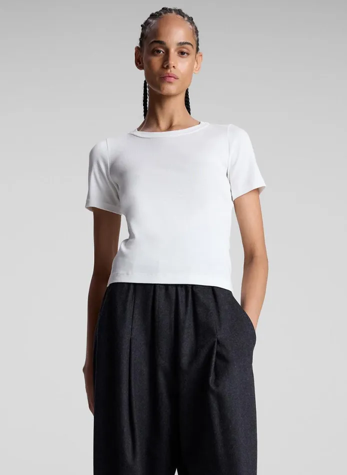 Women Tops ALC Paloma Cotton Rib Baby Tee White