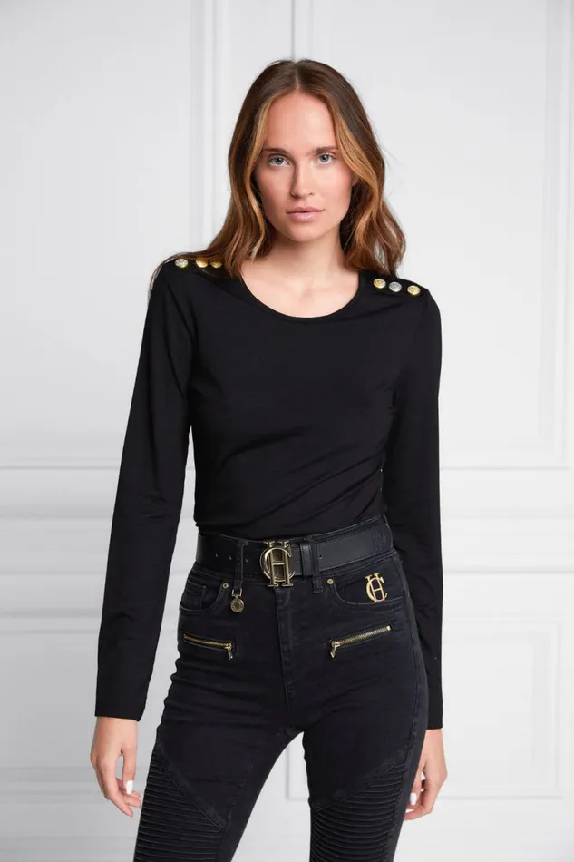 Women Tops Holland Cooper Long Sleeve Crew Neck Tee Black Women Tops Holland Cooper Long Sleeve Crew Neck Tee Black
