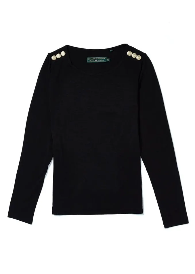 Women Tops Holland Cooper Long Sleeve Crew Neck Tee Black Women Tops Holland Cooper Long Sleeve Crew Neck Tee Black