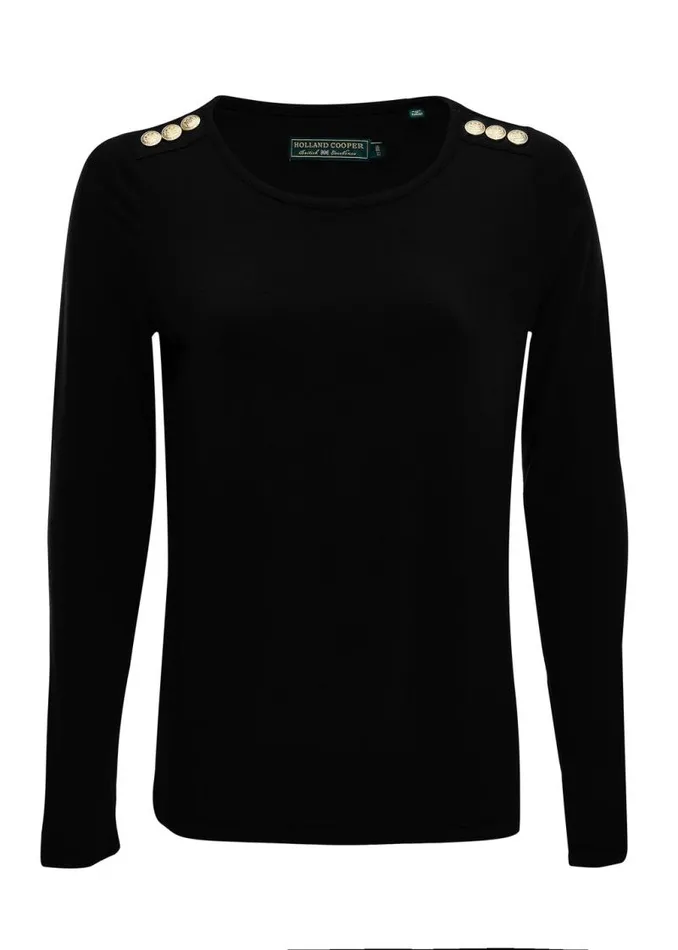 Women Tops Holland Cooper Long Sleeve Crew Neck Tee Black Women Tops Holland Cooper Long Sleeve Crew Neck Tee Black