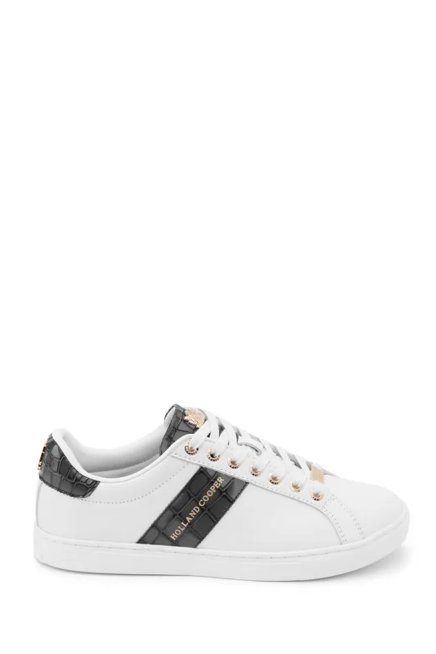 Women Trainers Holland Cooper Knightsbridge Court Trainer Black Croc