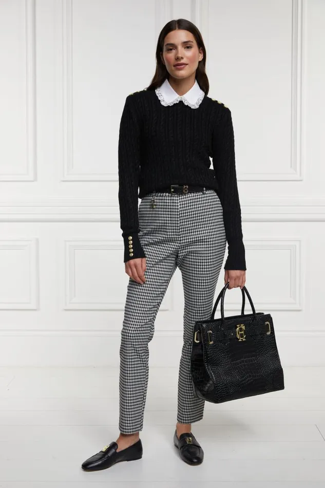 Women Trousers Holland Cooper Charlton Trousers Houndstooth Gold
