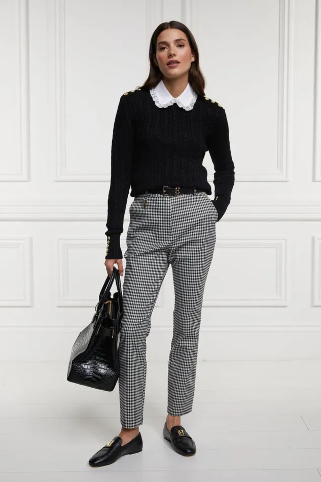 Women Trousers Holland Cooper Charlton Trousers Houndstooth Gold