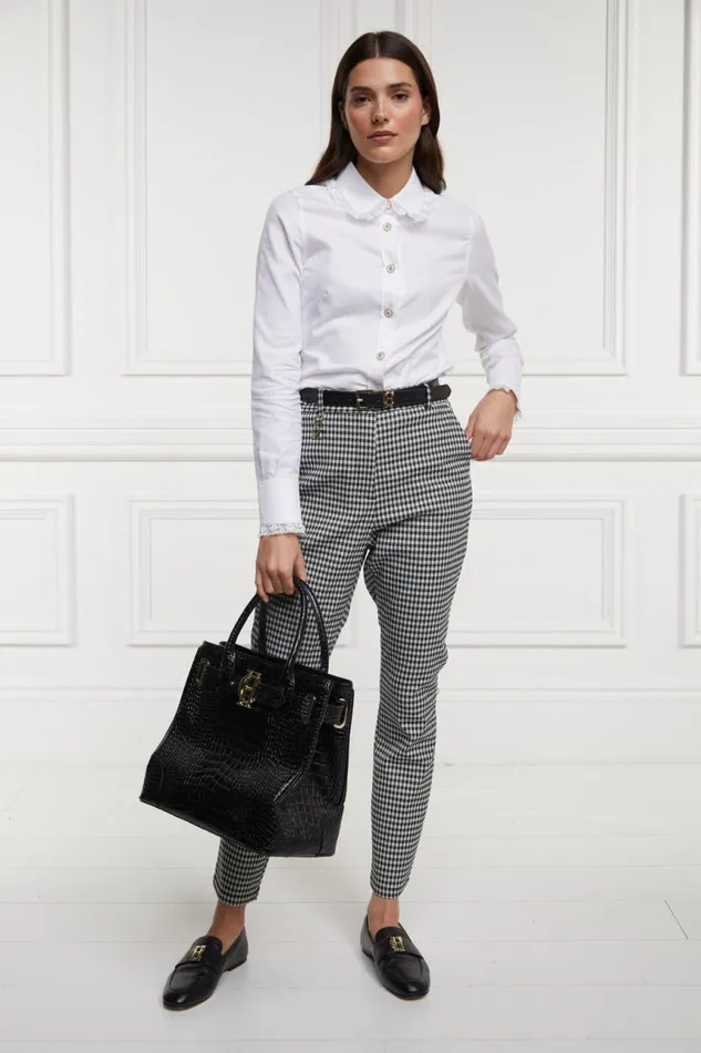 Women Trousers Holland Cooper Charlton Trousers Houndstooth Gold