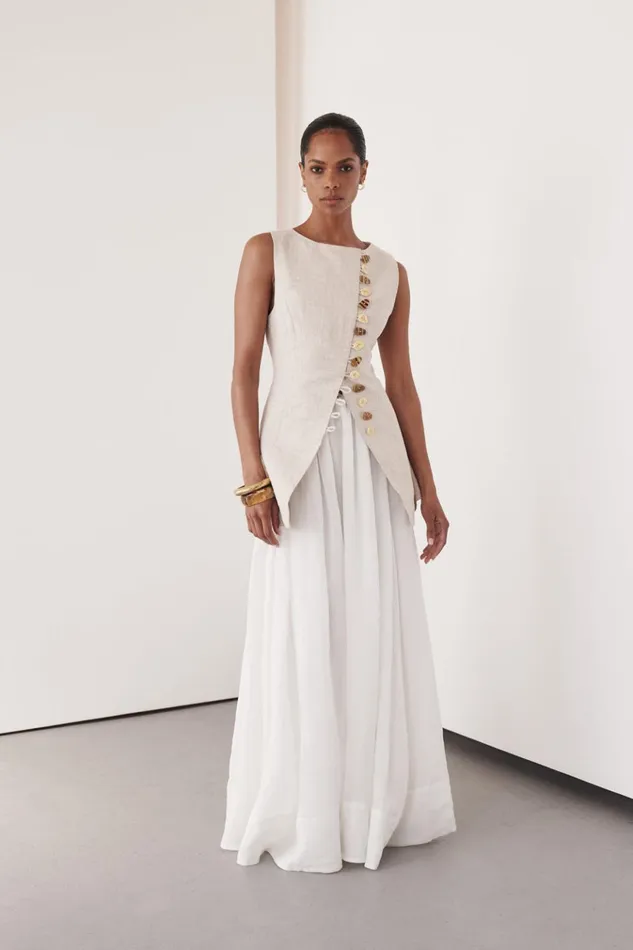 Women Vests DISSH BAYLEE NATURAL SLEEVELESS LINEN TOP
