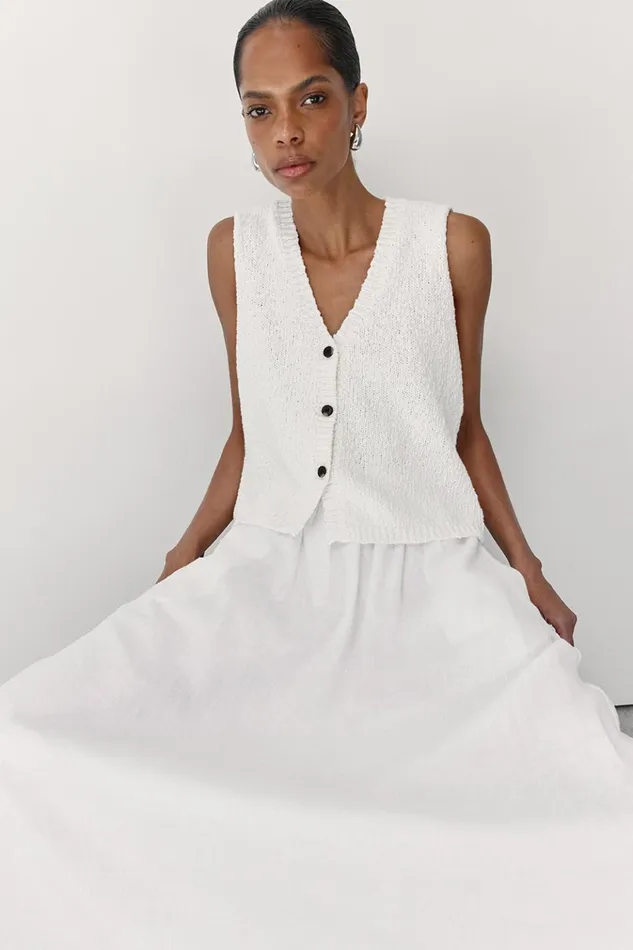 Women Vests DISSH MARLOWE OFF WHITE BOUCLE VEST
