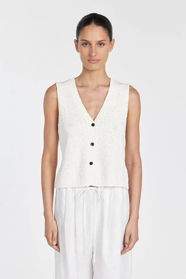 Women Vests DISSH MARLOWE OFF WHITE BOUCLE VEST