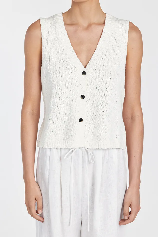 Women Vests DISSH MARLOWE OFF WHITE BOUCLE VEST