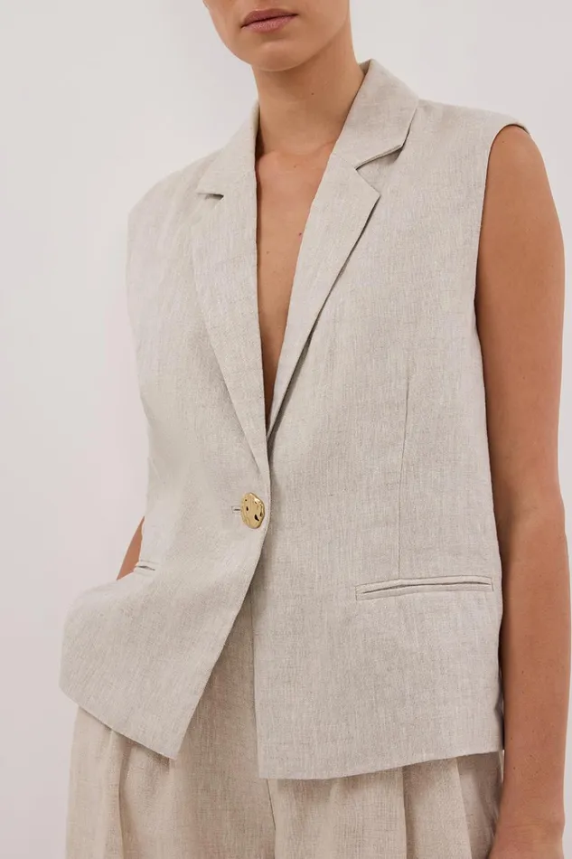 Women Vests DISSH SELAH NATURAL SLEEVELESS LINEN VEST