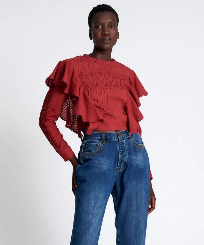 Women VICTORIA LONGSLEEVE CROP One Teaspoon Tops