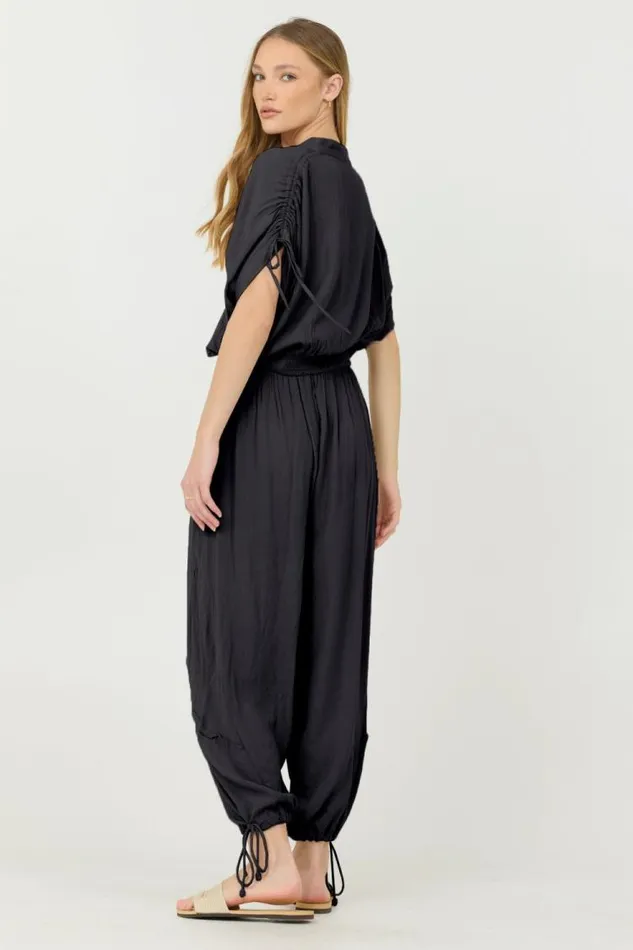 Women Vintage Havana All Bottoms Black Rayon Crinkle Bottom Pants Black