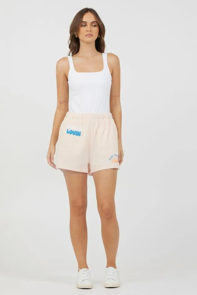 Women Vintage Havana All Bottoms Peach Parfait W Multi Puff quotSunchaserquot Surf Wash Shorts Peach Parfait