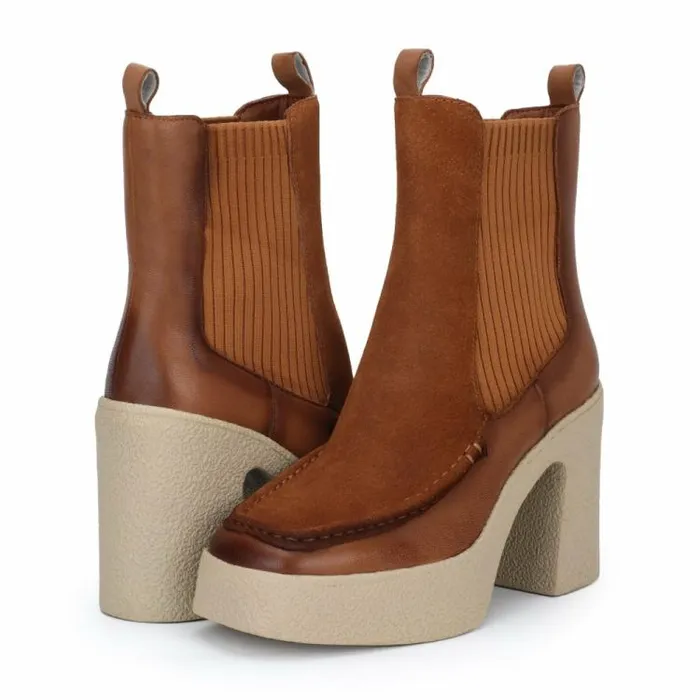 Women Vintage Havana Boots Booties HENRY 8211 CHESTNUT Chestnut