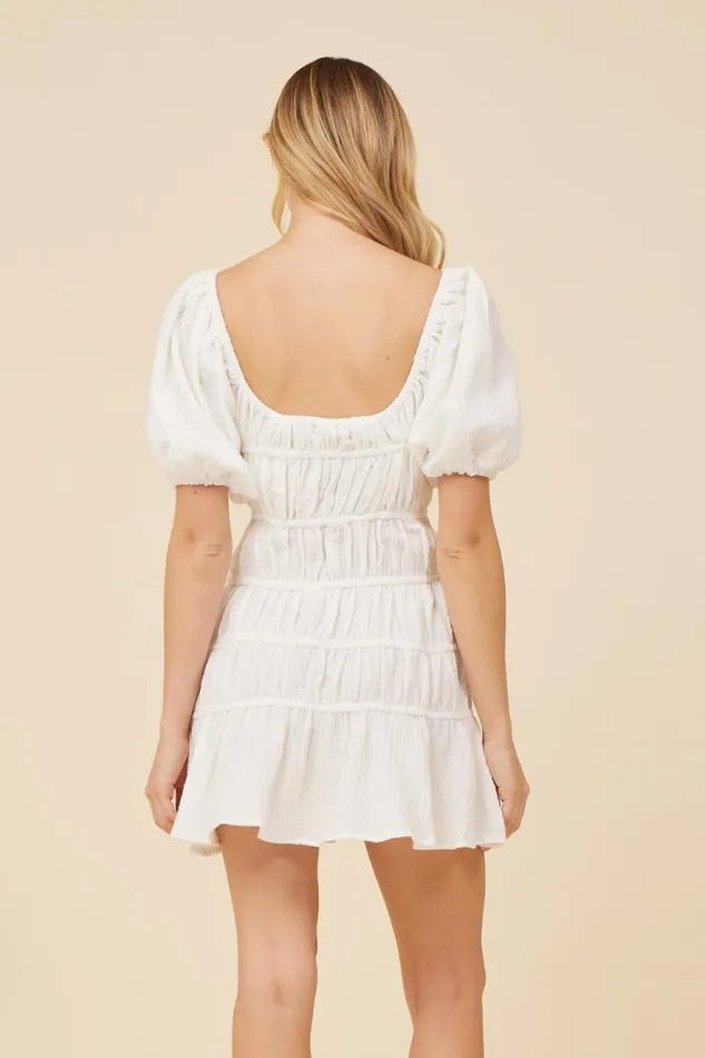 Women Vintage Havana Dresses White Gauze W Jersey Combo Dress White