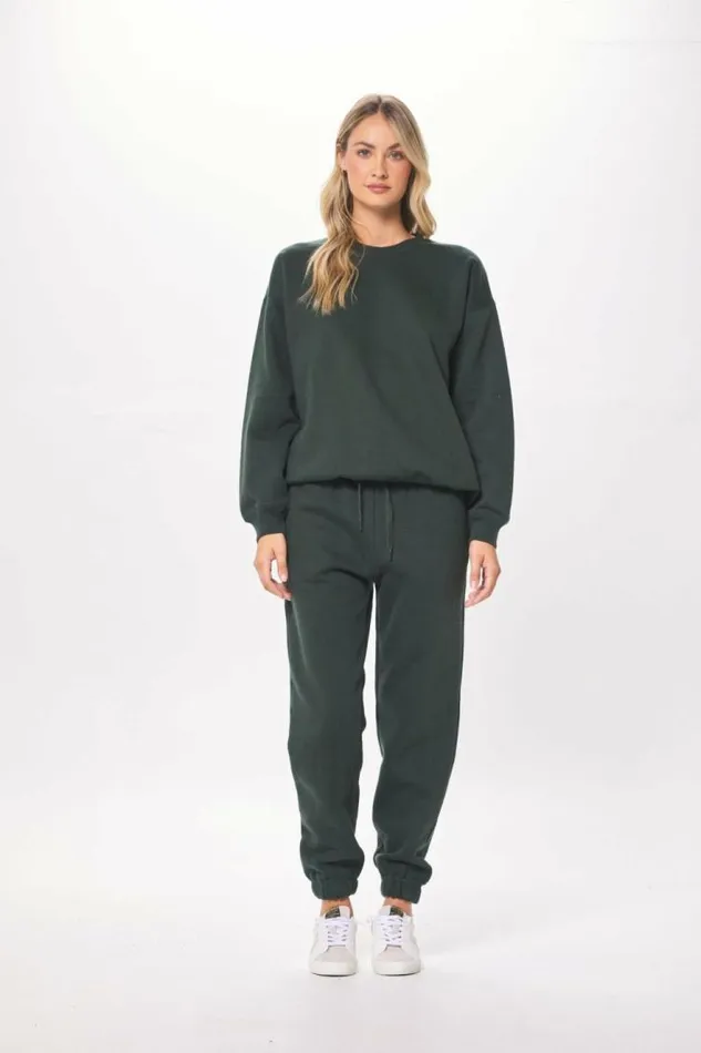Women Vintage Havana Hoodies Deep Emerald Green Proweave Crewneck Sweatshirt Deep Emerald Green