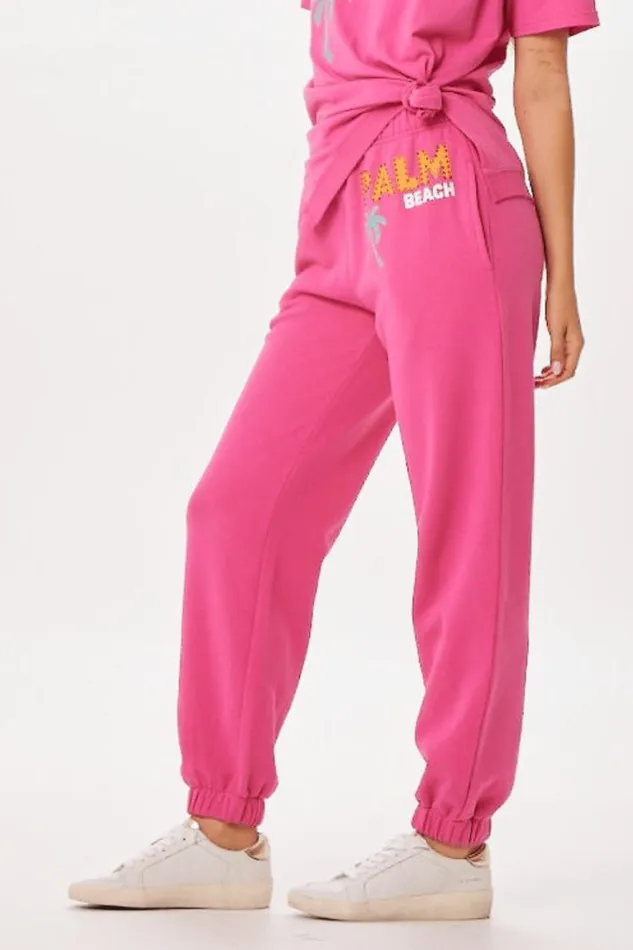 Women Vintage Havana Joggers Hot Pink Palm Beach Jet Setter Surf Wash Jogger Hot Pink