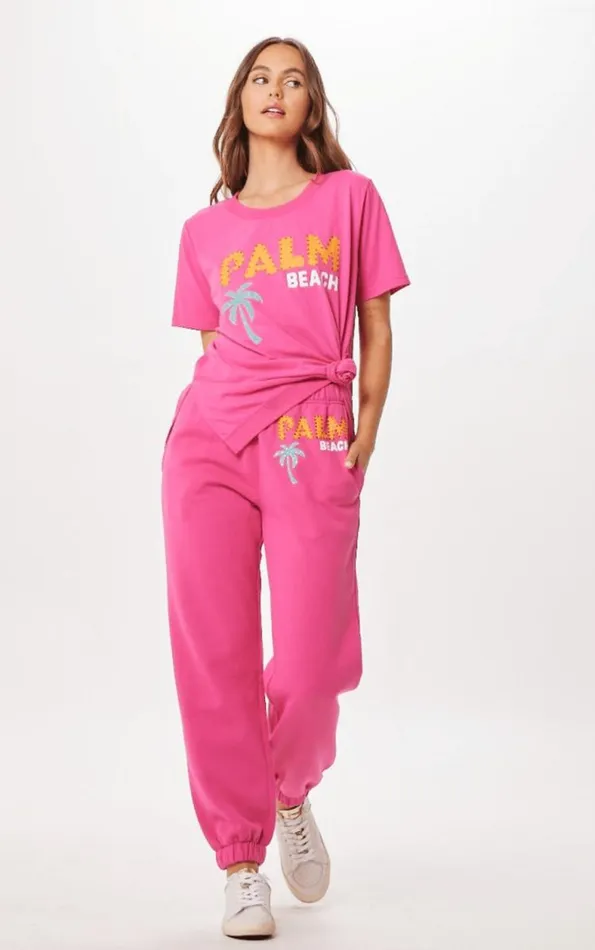Women Vintage Havana Joggers Hot Pink Palm Beach Jet Setter Surf Wash Jogger Hot Pink