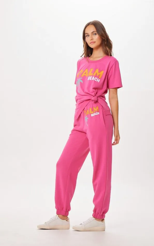 Women Vintage Havana Joggers Hot Pink Palm Beach Jet Setter Surf Wash Jogger Hot Pink