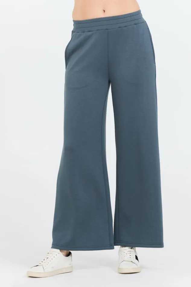 Women Vintage Havana Joggers Mountain Grey Cloud Fleece Flare Pant Grey