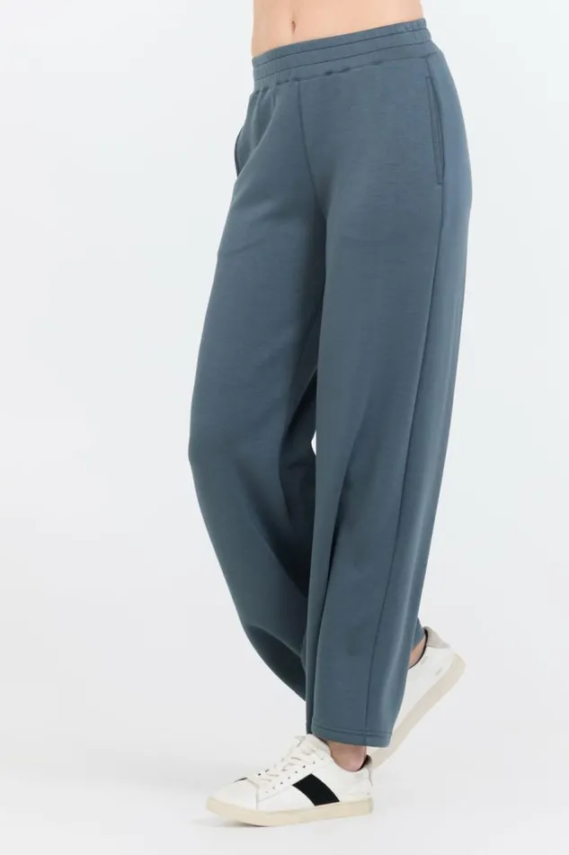 Women Vintage Havana Joggers Mountain Grey Cloud Fleece Flare Pant Grey